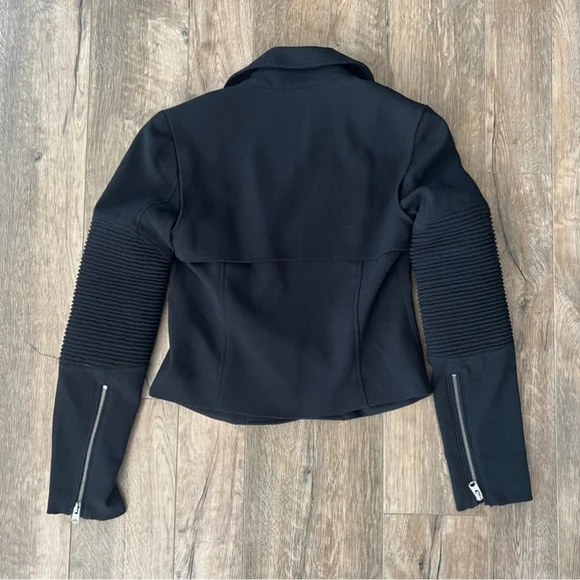 Aritzia Wilfred Montesson Motorcycle Moto Cropped Jacket 2 Black Biker Rocker - Picture 5 of 14